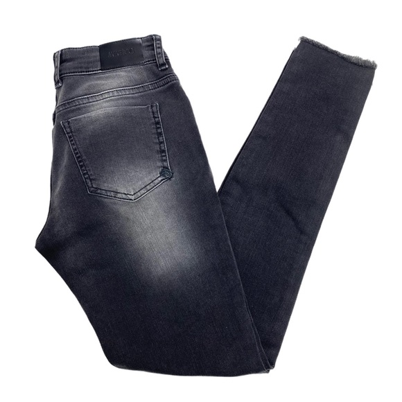 Anine Bing Low Pocket Distressed Knee Skinny Jeans in Washed Black - Picture 8 of 9